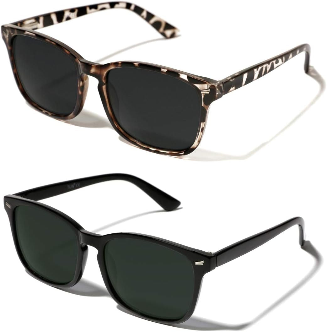 Polarized Sunglasses for Womens and Mens,Classic Square Frames Shades for UV Protection, Stylish and Trendy Sunnies