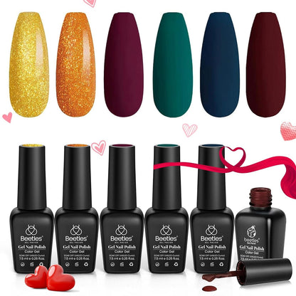 Beetles Pearl Gel Nail Polish 6 Colors Shimmer Glitter White Pink Blue Nail Polish Mermaid Gel Soak Off Uv Led Spring Summer Easter Gel Polish Swirl Thread Effect DIY Manicure Art
