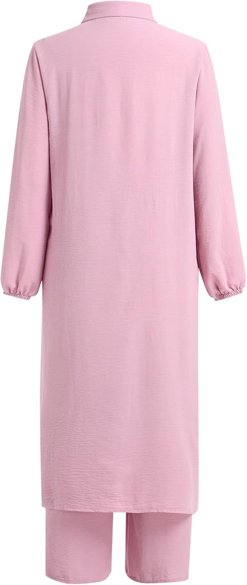 Women'S Muslim 2 Pieces Sets Long Sleeve Button down Shirt and Pants Abaya Casual Dress Dubai Outfits