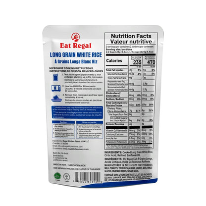 Long Grain White Rice Pack of 6, 8.8 Ounce, Ready to Eat in 90 Sec |100% Natural Ingredients| Pre Cooked | Microwavable | Side Dish