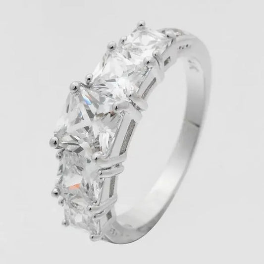 Natural 3.28CT White Diamond 14K White Gold Wedding Ring Size 6-10