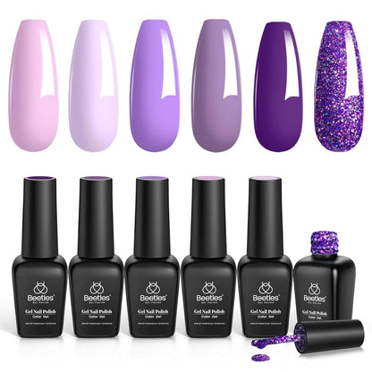Beetles Pastel Gel Nail Polish,6 Colors Macaron Pink Blue Green Yellow Purple Soft Pastel Gel Polish Soak Off Uv Gel Manicure Spring Gel Polish Nail Art Design DIY Home Salon Gift for Women Girl