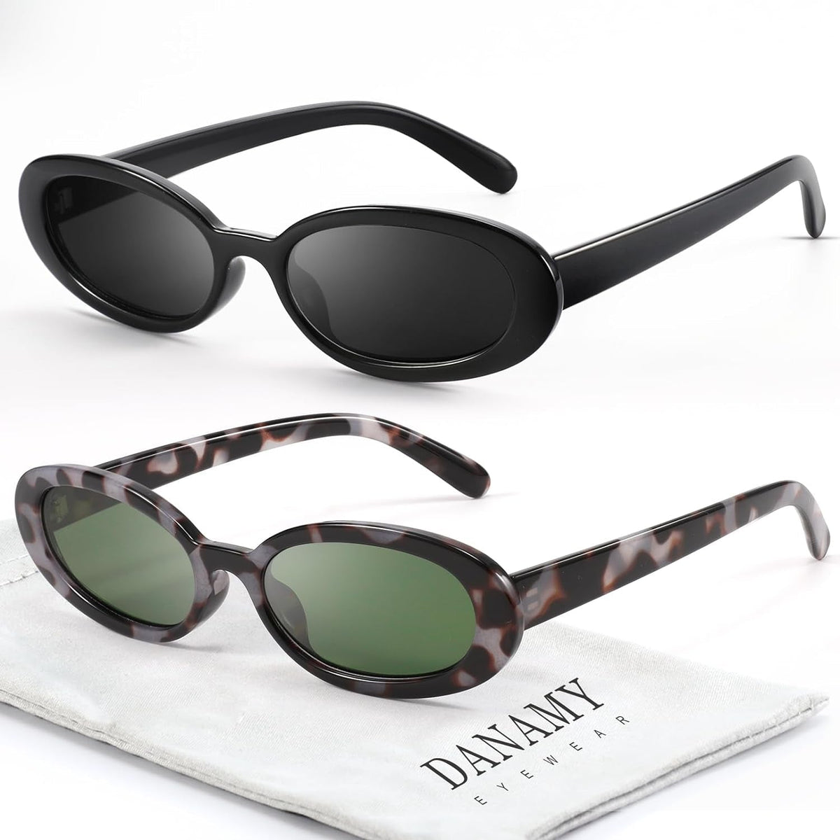 Retro Oval Sunglasses for Women Men Fashion Small Frame Sun Glasses 90s Style Driving Glasses UV400 Protection