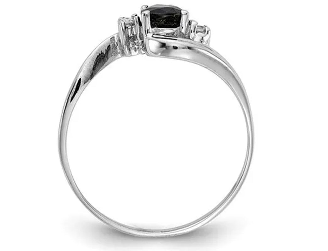 1/2 Carat Natural Blue Sapphire Ring in 14K White Gold