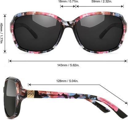 Small Wrap Sunglasses for Women | Lightweight Square Frame with 100% UV400 | Polarized Shade for Womens