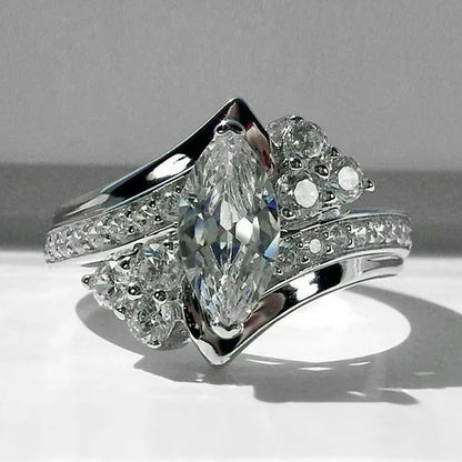 925 Sterling Silver Diamond Ring Fashion Women Marquise Ring Bridal Wedding Fine Jewelry Daily Casual Accessories