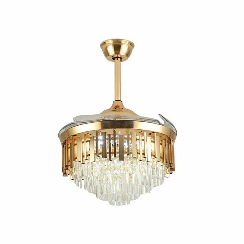 Luxury 42" Crystal Chandelier Modern Ceiling Fan Light Lamp CCT Dimmable Remote
