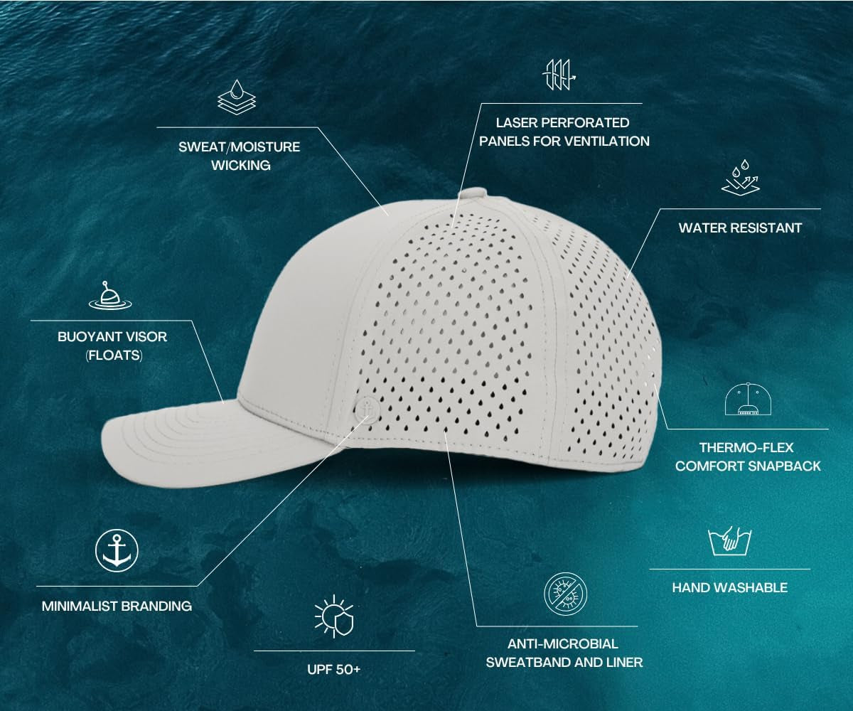 Ultra Performance Water-Resistant UPF 50 Baseball Hat | Golf | Boat | Beach | Lake | Workout | Everyday | Men and Women