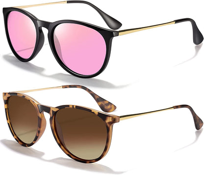 Sunglasses Womens Men Polarized UV Protection Trendy Vintage Retro Round Mirrored Lens Sunglasses For Women