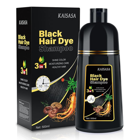 Hair Dye Shampoo for Gray Hair Coverage, 3 in 1 Natural Black Dye for Women Men, 500Ml
