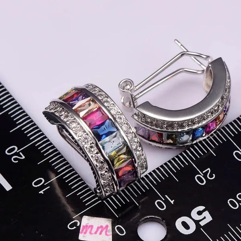 Morganite Pink Sapphire Topaz Garnet Amethyst Ruby Peridot Emerald Aquamarine 925 Sterling Silver Fashion Earrings