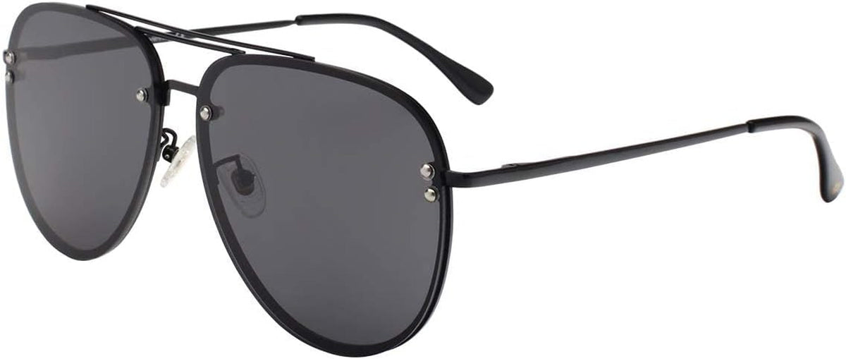 Premium Rimless Oversized Aviator Sunglasses for Women, Polarized PC Lens UV Protection Women’s Shade VF2203