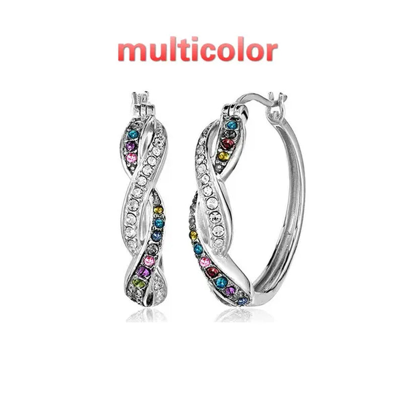 Fashionable new style 925 silver needle zircon earrings trendy color earrings simple and creative inlaid zircon earrings