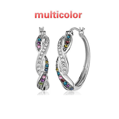 Fashionable new style 925 silver needle zircon earrings trendy color earrings simple and creative inlaid zircon earrings