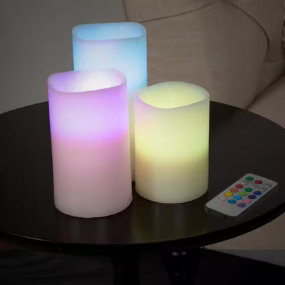 3-Piece LED Color Changing Flameless Votive Candle Set with Remote