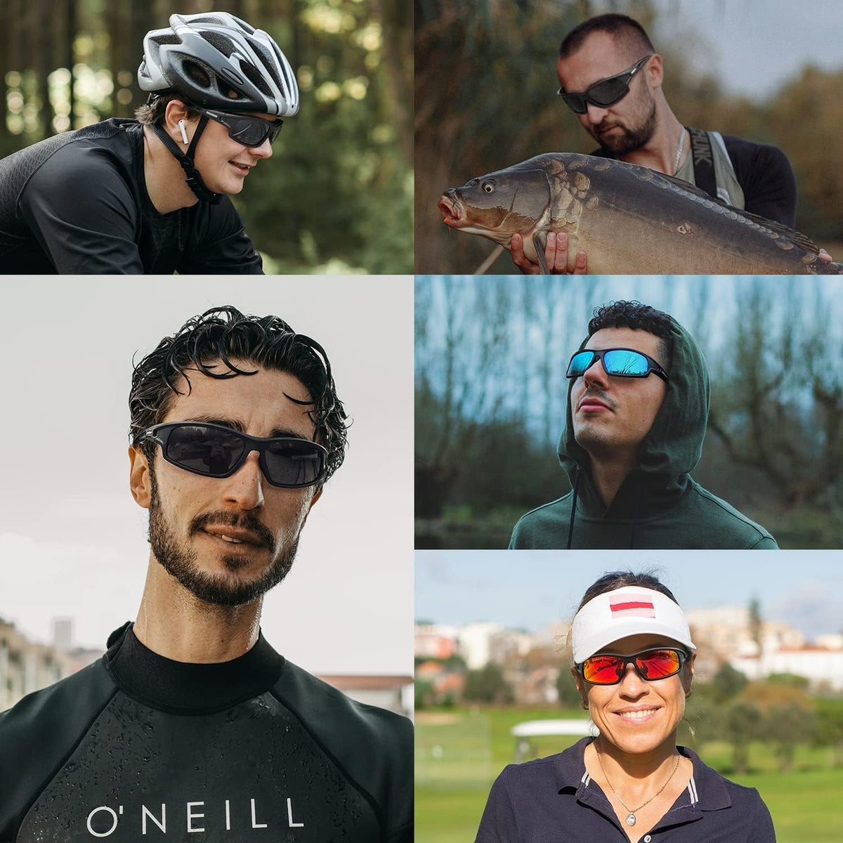 Polarized Sports Sunglasses for Men 100% UV Protection Wrap Around Unbreakable Sun Glasses for Fishing Driving