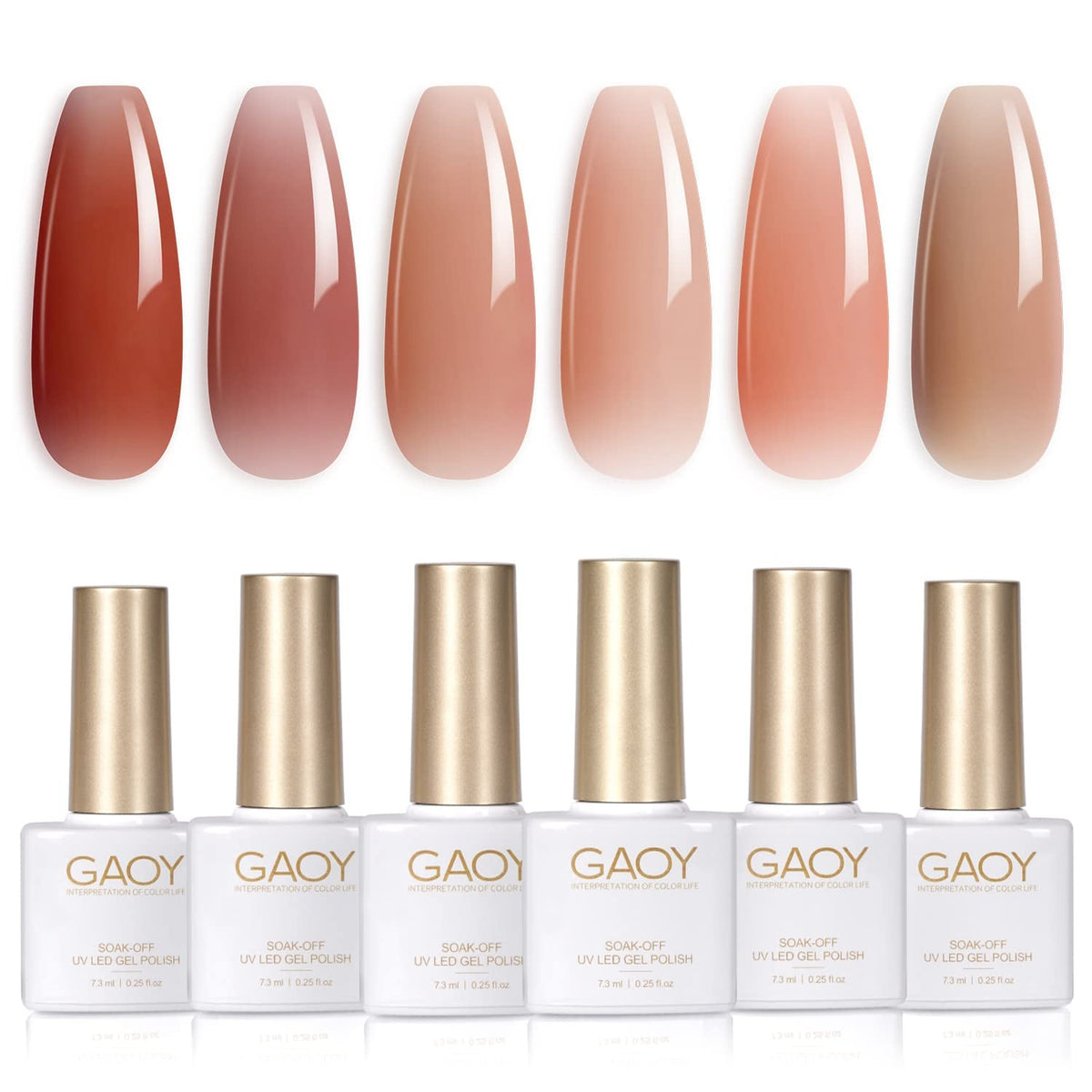 Jelly Milky White Gel Nail Polish Set, 6 Translucent Sheer Maroon UV Colors for Art Home DIY Manicure Kit
