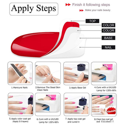 Hot Pink Fuchsia Gel Nail Polish Set - 6PCS Colors Magenta Purple Gel Polish, Soak off Gel Polish Set Nail Art LED UV Nail Lamp Cured,8Ml Each Bottle Nail Gel Kit Glamour Gifts