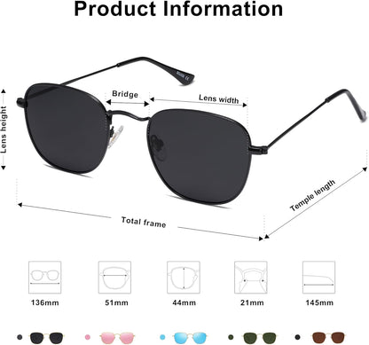 Square Polarized Sunglasses for Men Women Classic Vintage Retro Style