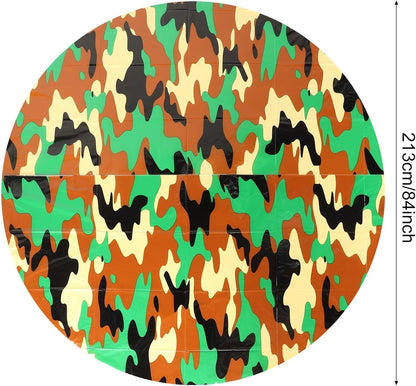 6 Pack Camo Tablecloth Camouflage Plastic Tablecover round Plastic Table Cloth Disposable Camo Party Table Covers Army Party Decorations for Hunting Military Birthday Party Supplies
