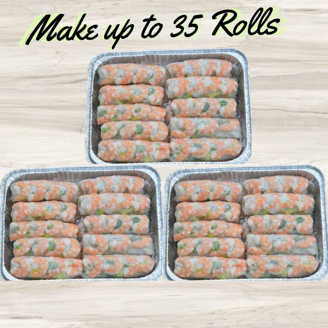 35 Sheets of Premium Rice Papers Wrappers (米纸) for Spring Rolls (春卷), Wonton (餛飩), Egg-Rolls (蛋卷), Lumpia, Samosa, Dumpling, Sushi; Low Carb, Gluten-Free, 22Cm round (1PACKS 12 Oz)