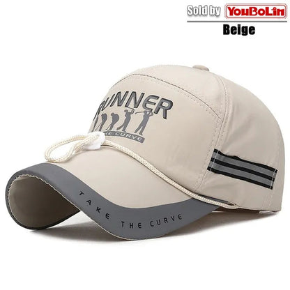 Extended Brim, Quick Drying Fabric, Reflective Strip and Windproof Rope, Outdoor Sport Baseball Cap. New Fashion Casual UV Proof Snapback Hats Suitable for Mountaineering and Fishing in Summer
