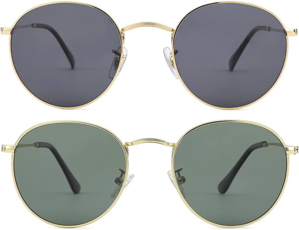 Small Round Metal Polarized Sunglasses for Women Retro Designer Style