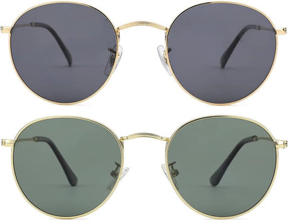 Small Round Metal Polarized Sunglasses for Women Retro Designer Style