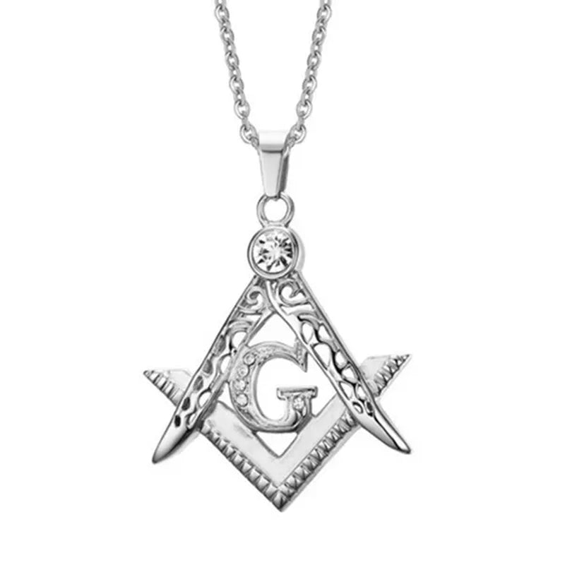 Hip-hop Punk Fashion Necklace with Diamond Pendant Masonic Gold Pendant Pendant for Men
