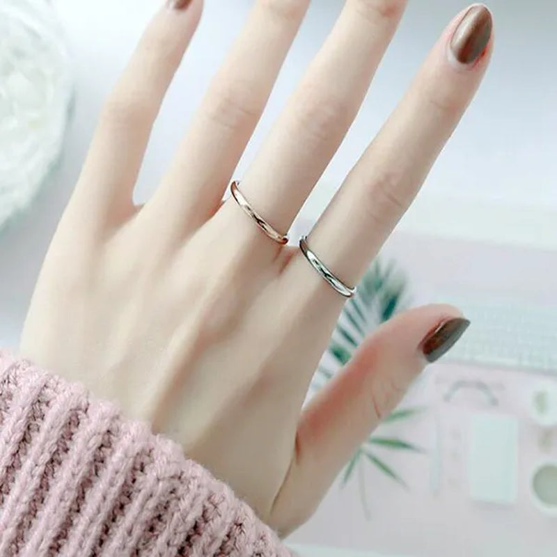 2mm Stainless Steel Thin Ring Rose Gold Black For Women Men Minimalist Ring Jewelry Party Simple Fashion Gift Size 3 To 12