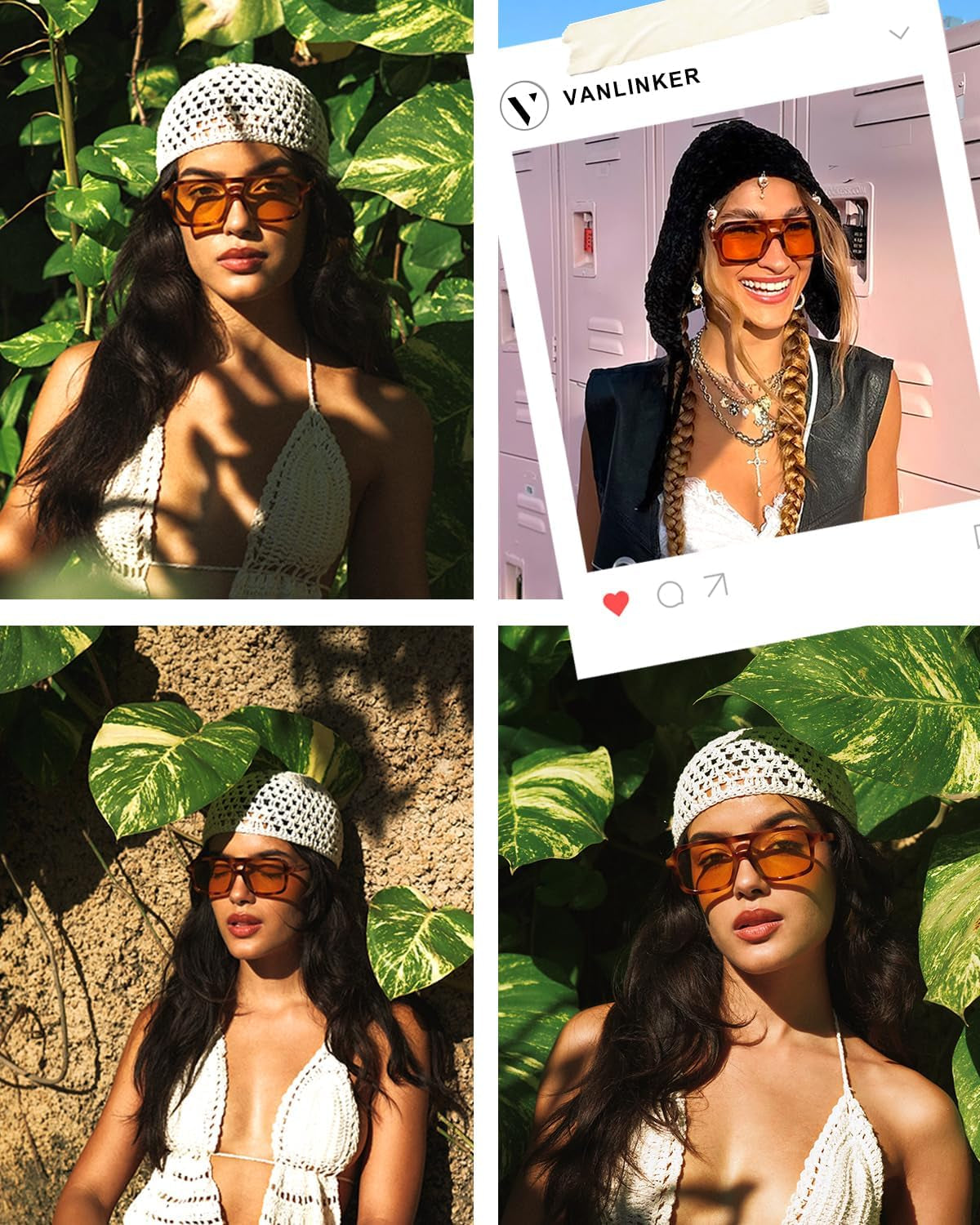 Retro 70s Square Aviator Sunglasses for Women Men Vintage Trendy Rectangle Sun Glasses VL9816