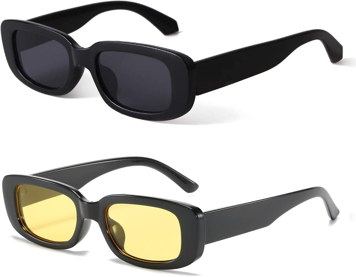Rectangle Sunglasses for Women Retro Driving Glasses 90’s Vintage Fashion Narrow Square Frame UV400 Protection