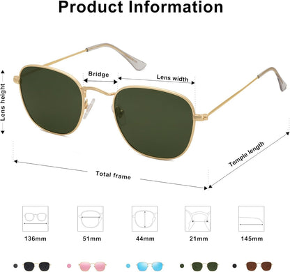 Square Polarized Sunglasses for Men Women Classic Vintage Retro Style