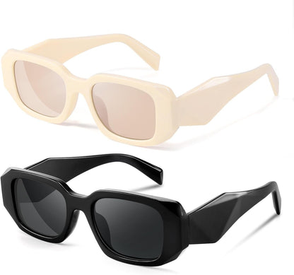 Trendy Rectangle Sunglasses for Women Men,Y2K Vintage Retro 90s Aesthetic Cool Driving Sunglasses