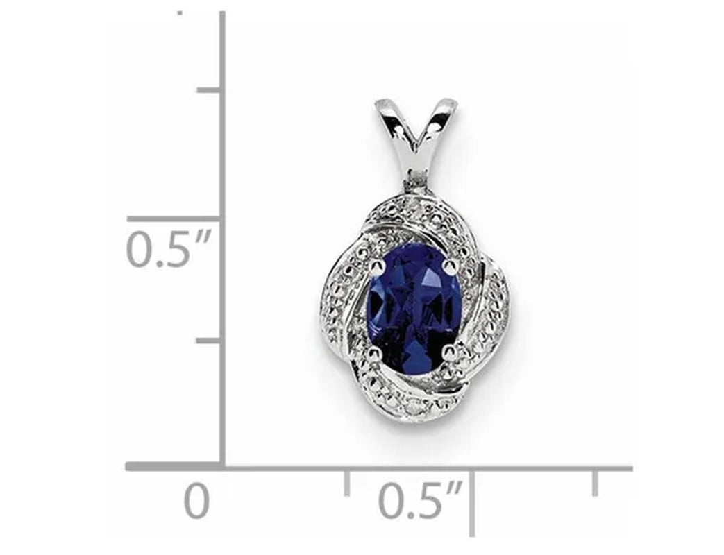 Lab-Created Blue Sapphire Drop Pendant Necklace in Sterling Silver with Chain