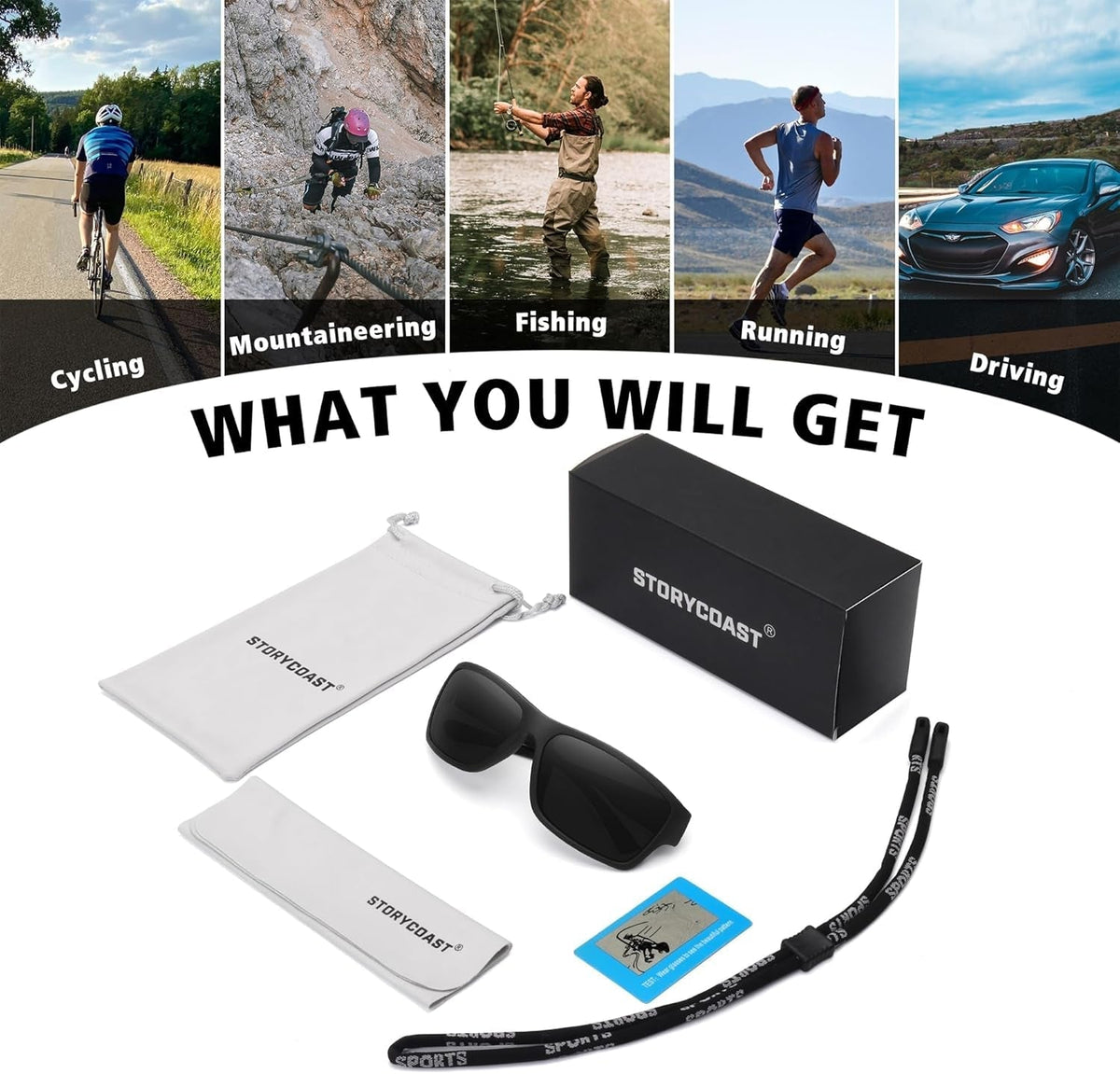 Polarized Sports Sunglasses for Men Women Unbreakable Frame Cycling Fishing Driving