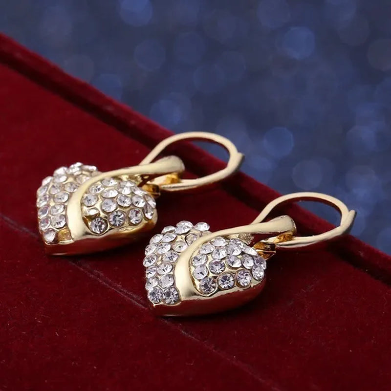 Elegant 1set Fashion Cubic Zirconia Ladies Party Ruby Sapphire Heart Shape Necklace Earring Set Female Gifts Bridal Jewelry Sets