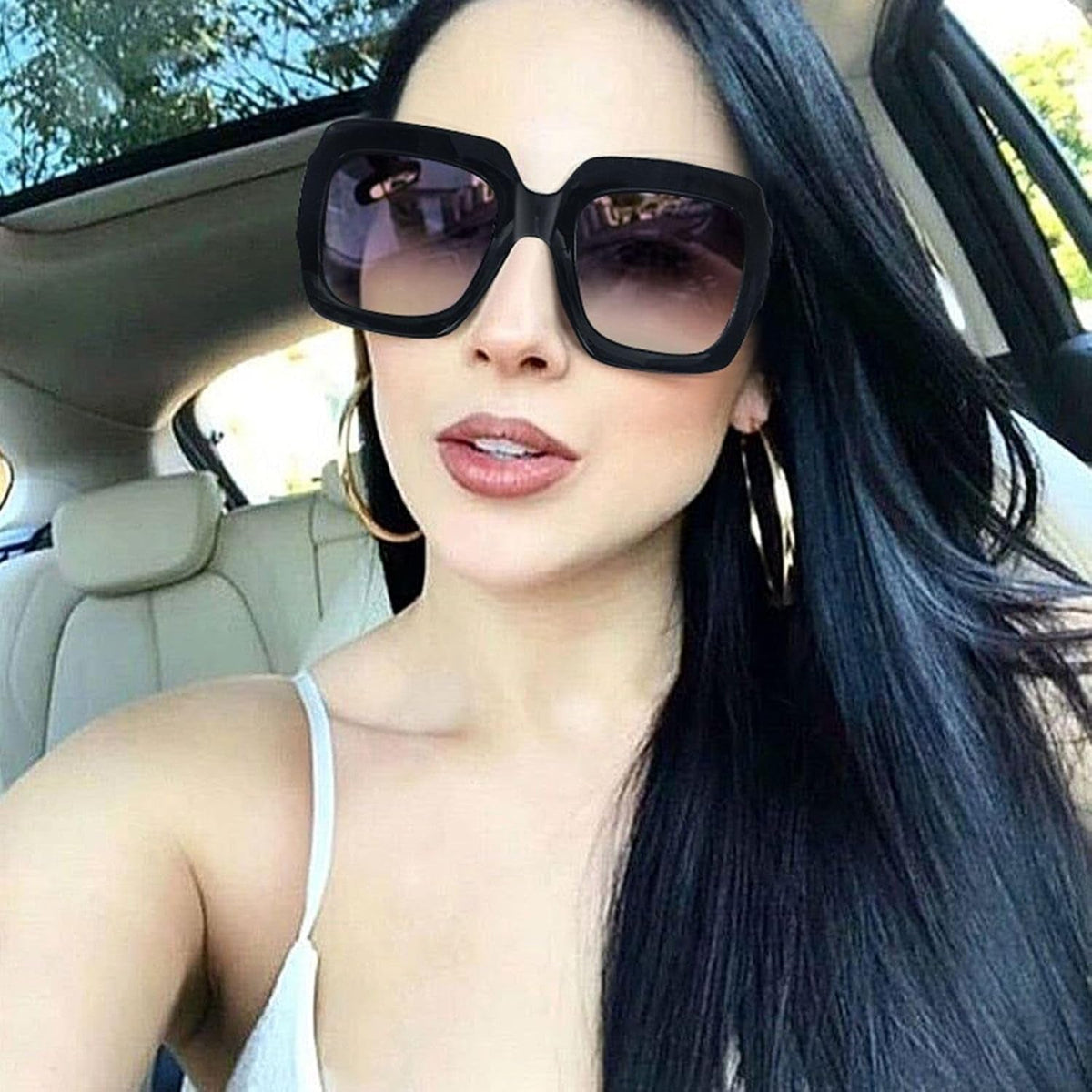 Oversized Square Sunglasses Womens Retro Shades Luxury Big Sun Glasses UV400 Protection S0178