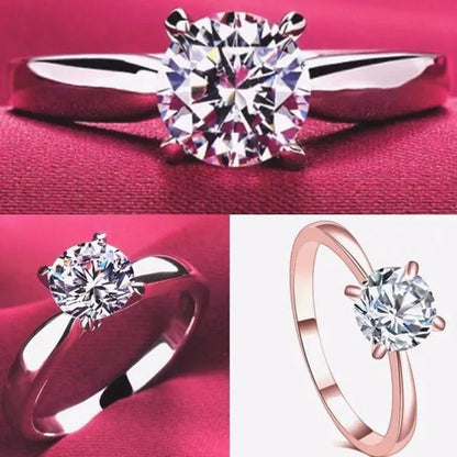 14K White Gold Rings for Women 2.0Ct round Cut Zirconia Diamond Solitaire Ring Wedding Band Engagement Bridal
