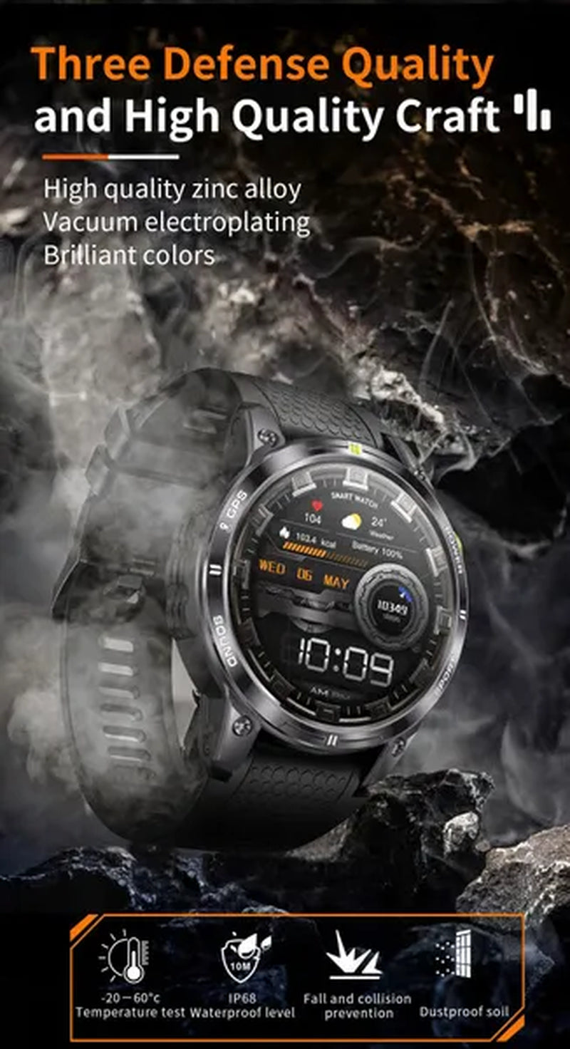 LIGE GPS 100+ Sport Modes Smart Watch Men Compass Military With LED Flashlight Bluetooth Call Sport Tracker IP68 Waterproof Smartwatch For Women Android IOS