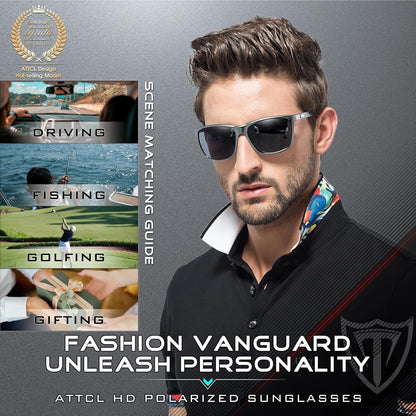Men'S Retro Metal Frame Driving Polarized Sunglasses for Men Sun Glasses