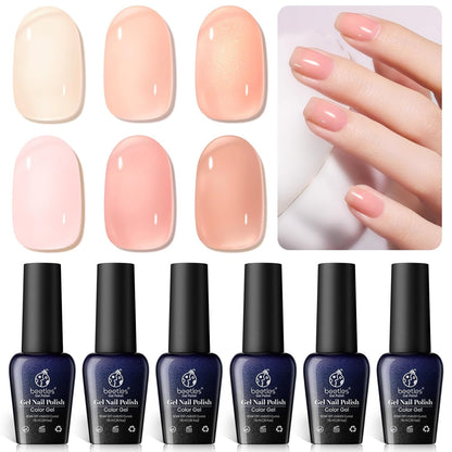 6 Colors Transparent Jelly Sheer Pink Nude Kit Libra Collection Soak off UV Nail DIY Home Art Design Gifts Spring Summer Nails