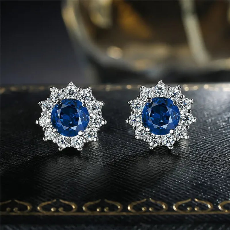 2022 8mm(2.0ct)  Moissanites Diamond Ear Studs 925 Silver Six Star Snowflake  Pink Gift Box Packing Round Brilliant Cut 8mm(2.0ct) D Color Jewelry with Certification