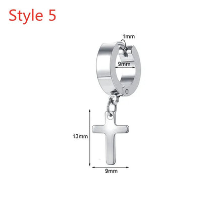 1 Pair Stainless Steel Huggie Hinged Hoop Earrings Hoop Dangle Earrings for Women Men Silver Black