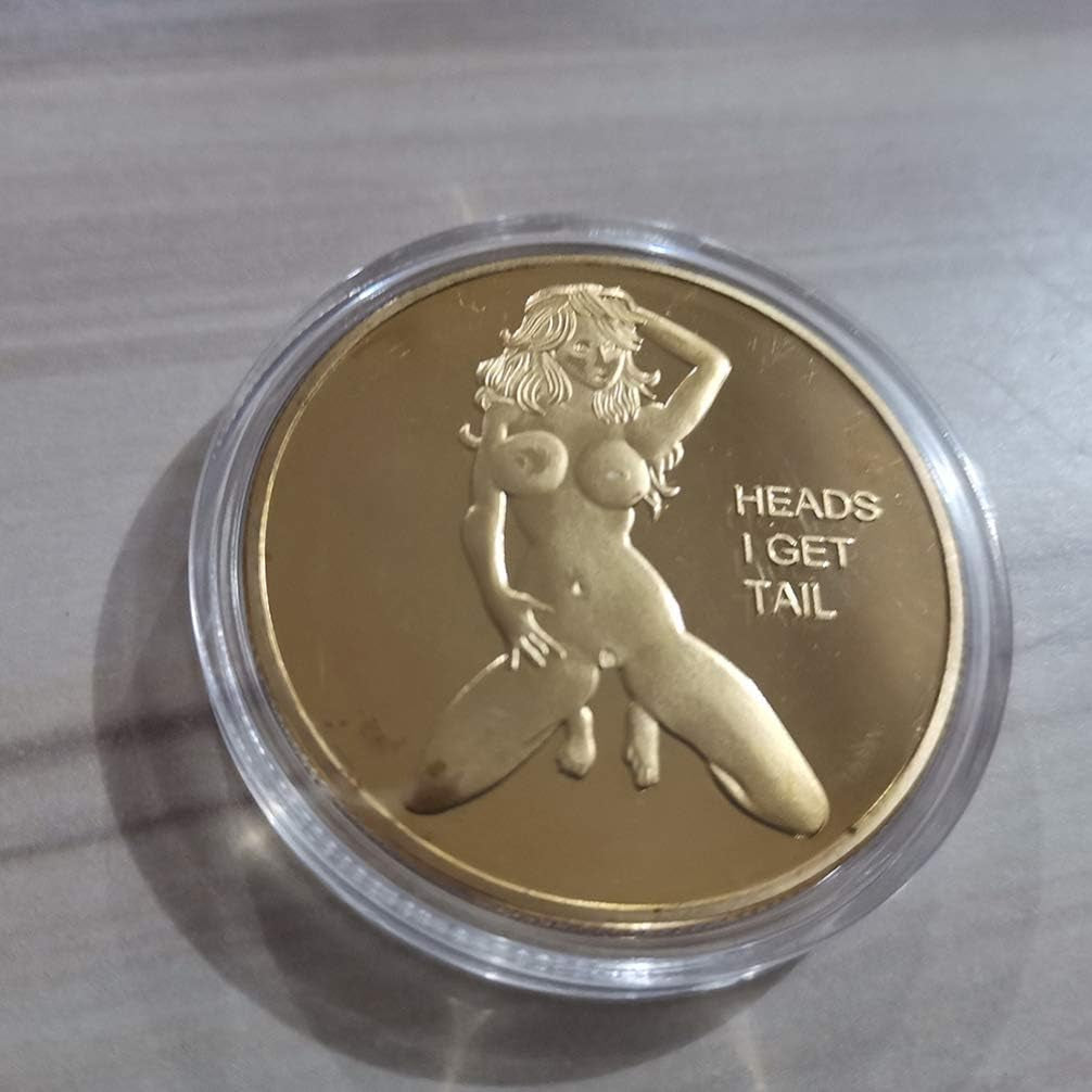 1Pcs Gold Head and Tail Challenge Coin Gilded Commemorative Coin Russian Sexy Nude Girl Coin Adult Decision Coin for Souvenir 4X4X0.3Cm Alloy