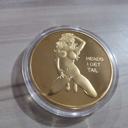1Pcs Gold Head and Tail Challenge Coin Gilded Commemorative Coin Russian Sexy Nude Girl Coin Adult Decision Coin for Souvenir 4X4X0.3Cm Alloy
