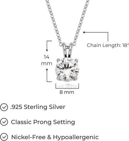 Sterling Silver round Cut Birthstone Pendant Necklace 18" (Previously Amazon Collection)