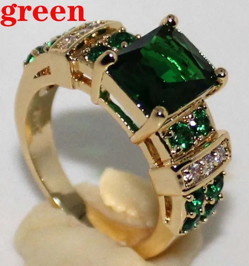 Women's Men Brown Sapphire 18K Golden Plated Ring Jewelry Size 6-10 (Choice Color and Size )