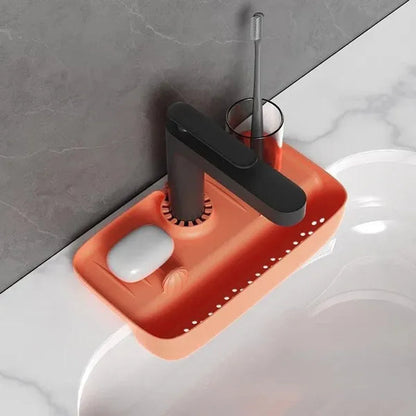 Faucet Mat Sink Tray Soap Dispenser Sponge Drain Pad Sink Splash Drying Mat Countertop Storage Tray Kitchen Accessories