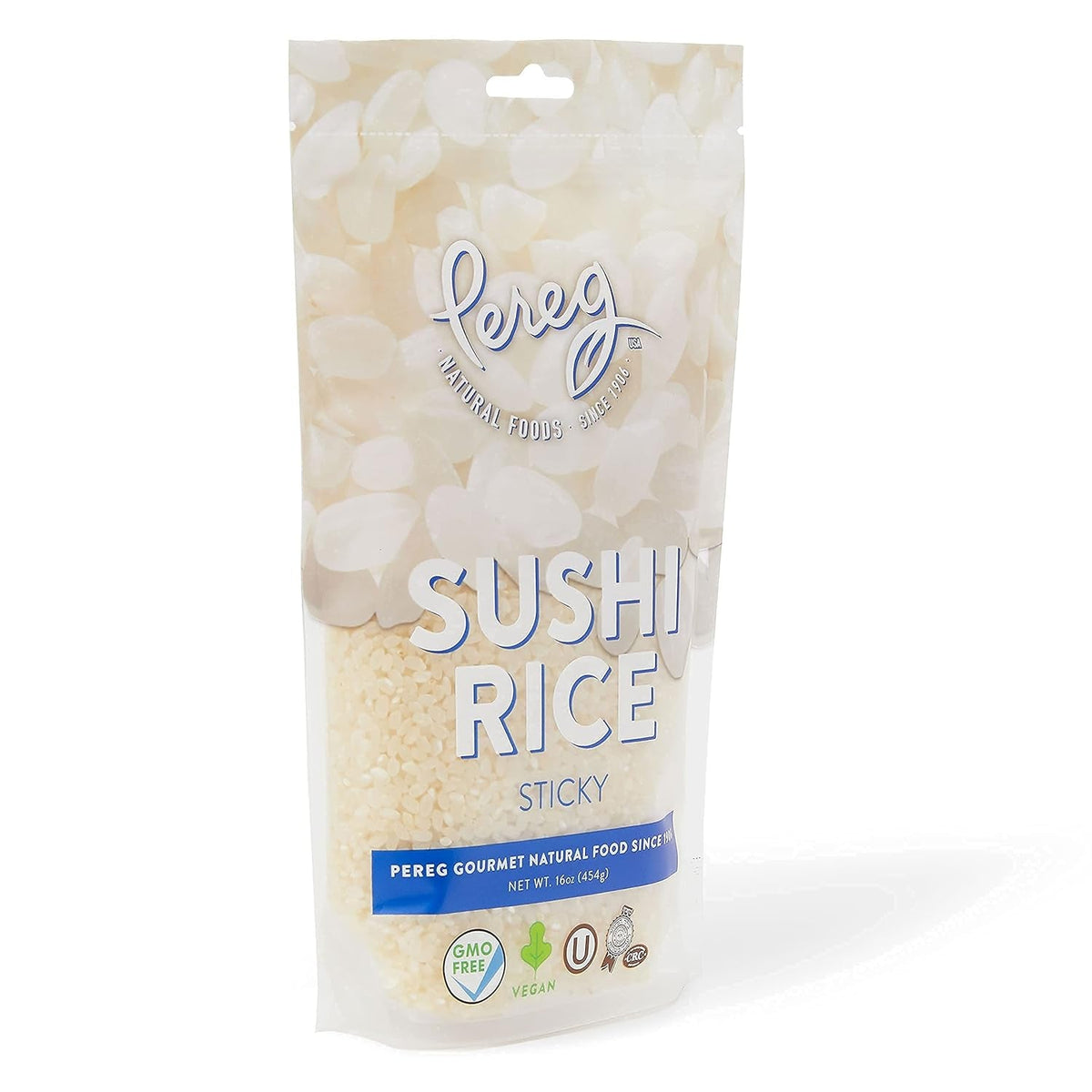 Sushi Rice (16 Oz) - White Sticky Short Grain - Vegan, Non-Gmo, Made in USA - Sushi, Rice Ball, and Everyday Japanese Dishes - Resealable Packaging